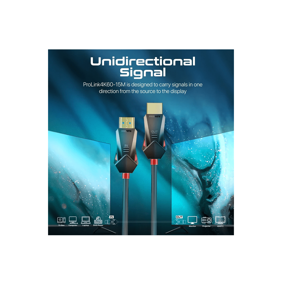 Promate ProLink4K60-15M Unidirectional HD 4K@60Hz HDMI® Audio Video Cable in Qatar Promate ProLink4K60-15M Unidirectional HD 4K@60Hz HDMI® Audio Video Cable in Qatar